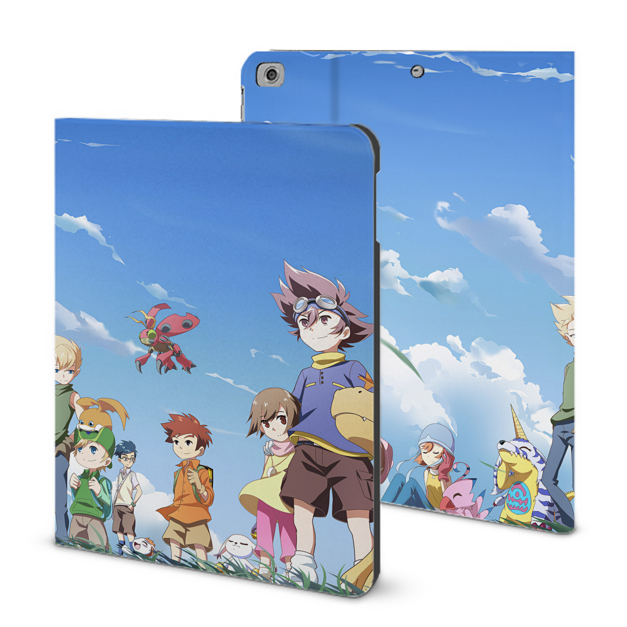（画像用） Digimon デジタルモンスター/デジモン IPad ケース ブック型 PUレザー TPU 耐衝撃 軽量 薄型 ペン収納なし 全面保護 IPad 各モデル対応